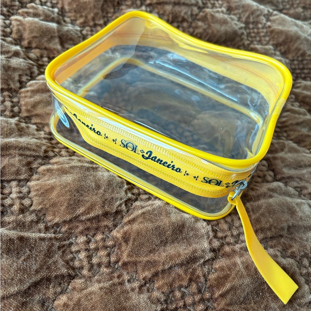 Sol De Janeiro Yellow Water Proof Zip Up Logo Travel Bag